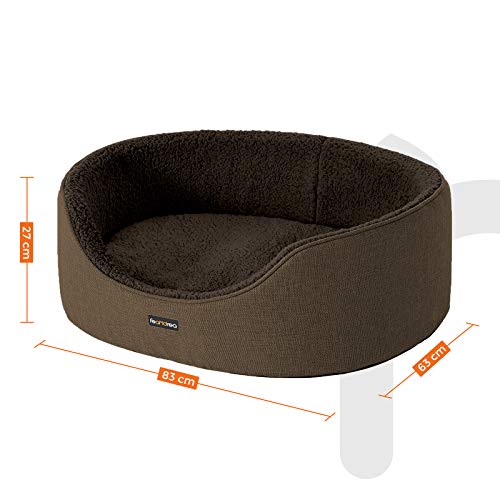 Feandrea Hundebett, Hundekorb, Wendekissen, 83 x 63 x 27 cm, braun PGW032K01