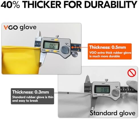 Vgo 1Pair Reusable Household Gloves, Rubber Dishwashing Gloves, Kitchen Cleaning (S,Yellow,HH4601) - 1