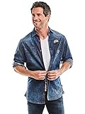 Dezente Kontrasteinsätze engbers Herren Hemd Uni Slim fit, 25987, Blau in Größe L