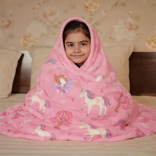 Image of TONY STARK ULTRAAGLOW Glow in The Dark Blanket for Kids (0-15 Years, 200x152 Cm) Soft Flannel Fleece Throw, Cozy & Warm All-Season Radium Blanket for Boys & Girls - (Fairy & Unicorns)