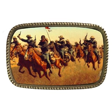 Aeiniwer Buffalo Soldiers By Fredrick Remington BRASS BELT Buckle Made In The USA. Cover
