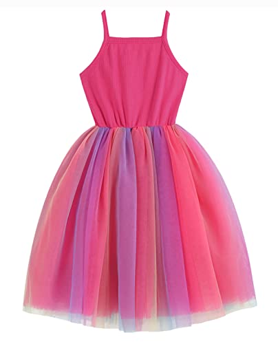 Image of GSVIBK Baby Girls Tutu Dress Sleeveless Toddler Cotton Tulle Skirt Princess Party Prom Dresses