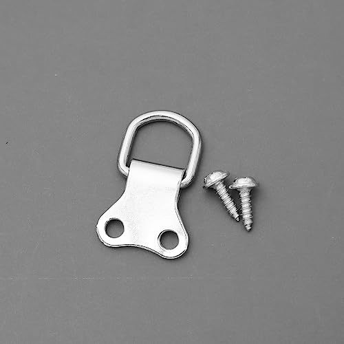 Image of 50PCS D-Ring Picture Frame Hanging Hook Double Hole Photo Frame Hangers with Screws Wall Bracket Hanger for Picture Hanging Silver-Plated 3.5x2.2cm