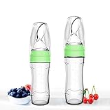Baby Mate 4oz & 3oz Silicone Baby Food Dispensing Spoon Combo (Green, Ideal for 4 Months+ Babies) - Squeeze Feeder with Spoon - Spoon Bottle for Baby - Baby Spoon Feeder Bottle Baby Solid Food Feeder