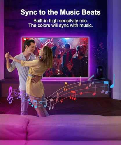Nexillumi TV Backlights 13.12ft, USB LED Strip Light Kit for 60"-75" TV, RGB LED Strip Lights, APP Control Sync to Music, Bias Lighting TV Led Lights for Bedroom, Party and Home Decoration, 4M