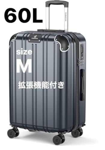 キャリーケース スーツケース TSAロック 軽量 グレー 4?7泊 M 拡張機能 60L 旅行