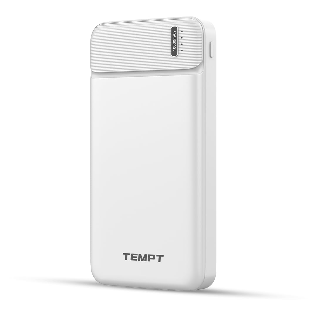 Tempt - Booster 10000mAh Power Bank | Lithium Polymer Battery | Fast Charging | Dual Output USB Port Anrdoid & Other Devices | Pocket Size (White)-image-27