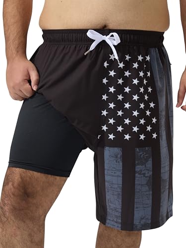 Arcweg Big and Tall Mens Swim Trunks - 9 inch Plus Size Quick Dry Bathing Suits with Mesh Liner &...
