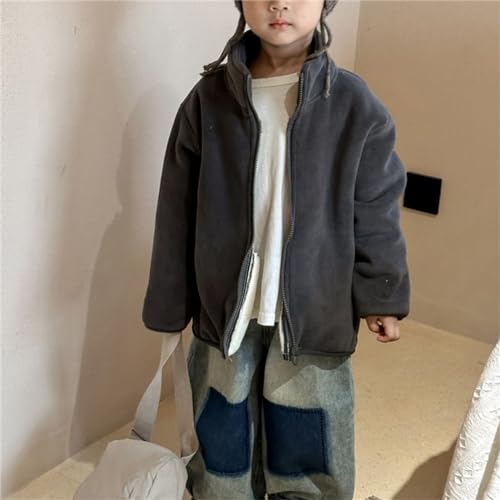 Kids Girls Fleece Zipper Jacket Solid Color Stand Up Collar Brushed Long Sleeve Coat Cute Warm Outwear for Toddler Boys4