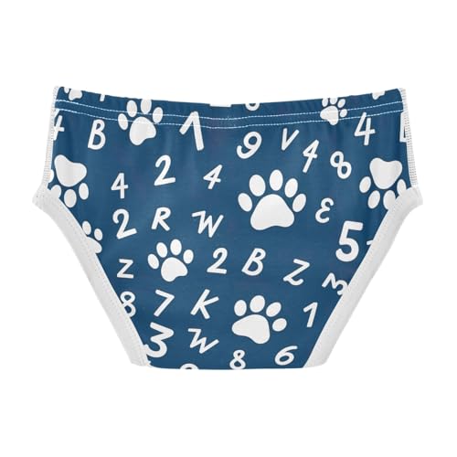 CHIFIGNO Boys' Cotton Briefs Printed Underwear Breathable Briefs Underwear for Toddler Boys, Cute Paws Numbers Letters Navy2