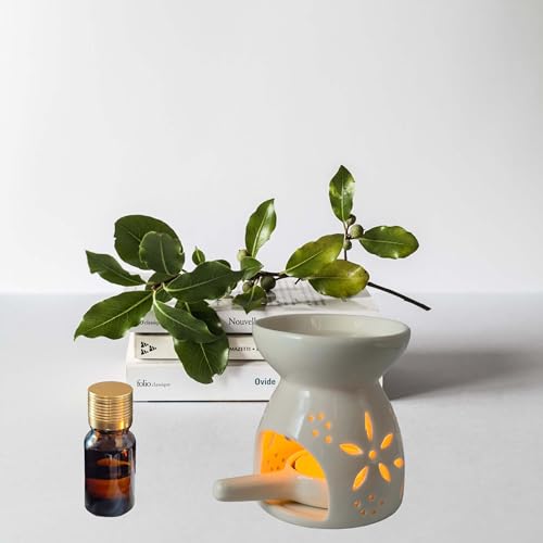 White Oil Burner Set, Tea Light Wax Melt Warmer with Tea Wax Tray, Essential Oil Diffuser, Oil Burner for Scented Oil