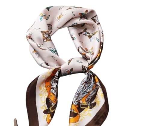 women's professional silk square scarf with High-end fashion letter Print,delicate and silky Texture,27.5x27.5 inches2