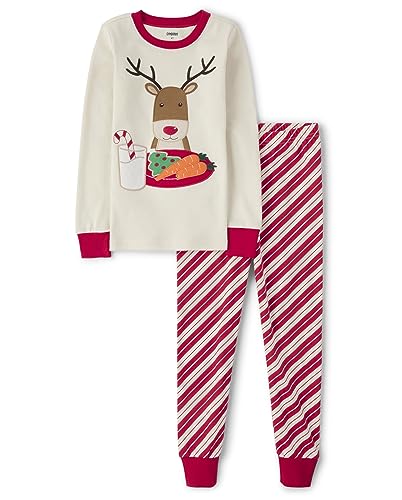 Gymboree,Christmas Cotton 2-Piece Pajama Sets, Big Kid, Toddler, Baby Gymmie,Peppermint Reindeer,12-18 MONTHS