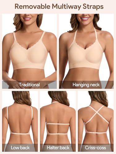 HBselect Low Back Bras for Women Deep V Seamless Bralette Wireless Backless Bra Convertible Straps Halter Bra2