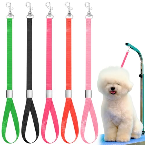Shinylin 5 Pcs Pet Grooming Loops Nylon Pet Bathing Tether Straps Restraint Noose Dog Grooming Loop Adjustable Fixed Dog Cat Safety Rope for Groomer Table Bathtub Vibrant Colors