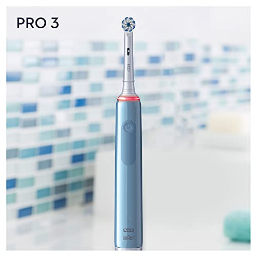 Oral-B PRO 3 3000 Sensitive Clean Elektrische Zahnbürste/Electric Toothbrush, mit 3 Putzmodi inkl. Sensitiv und visueller 360° Andruckkontrolle für Zahnpflege, Designed by Braun, blau – Bild 8