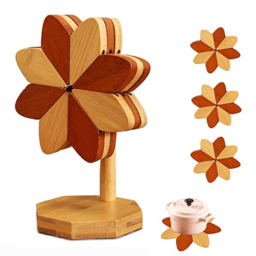 Salvamanteles de madera para platos calientes, salvamanteles para ollas y sartenes calientes (empalme de madera y nogal)