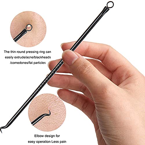 Blackhead Remover Pimple Popper Tool Kit - Acne Comedone Zit Blackhead Extractor Tool - Blemish Whitehead Extraction Popping - Professional Pore Extractor Tools For Nose & Face With Case (Black) #TOP3