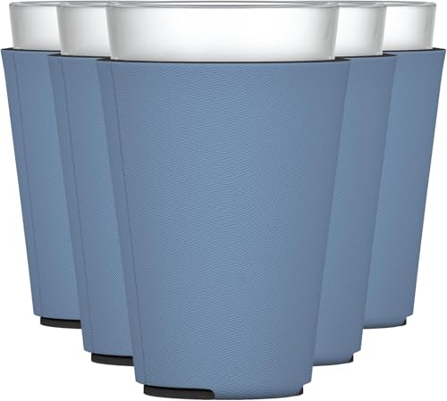 Image of TahoeBay Blank Pint Glass Sleeves, Beer Coolers, 6-Pack, Steel Blue | Insulating Foam Cooler, 16oz Collapsible Tapered Beverage Holder, Bar Cup Insulator for Transfer Vinyl, HTV, Sublimation, DTF