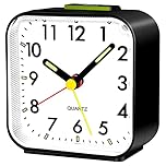 Aitvsfao Alarm Clock, Silent Alarm Clocks Bedside Non Ticking Table Clock Battery Powered Large Display Snooze Light Clocks for Heavy Sleepers Bedrooms Office Travel