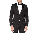traje negro hombre camisa negra  HUGO Alinzs Chaqueta de Traje, Negro (Black 001), 98 para Hombre