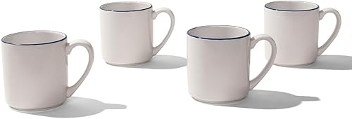 Vista 11 de Made In Utensilios de cocina - Juego de 4 tazas de café - 12 oz - Blanco - Porcelana Inglaterra - Apto para lavavajillas y microondas