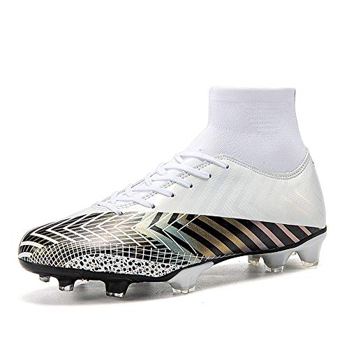 ANLUKE Men's Firm Ground Soccer Shoe Athletic Football Outdoor Indoor Sports -1-white-42