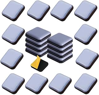 Uni-Fine 24pcs funiture slider - 20x20mm square shape self-adhesive funiture glides on carpet, chair leg sliders PTFE Teflon floor protector pads for moving chair