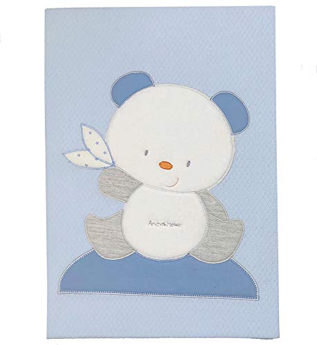 Couverture berceau brodé coton bleu ciel de prestige Andy & Helen pour nouveau-né