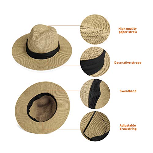 Girls Floppy-Straw-Hat Wide Brim Summer-Beach-Sun-Hat Packable Panama Hat for Kids 5-18 Years2