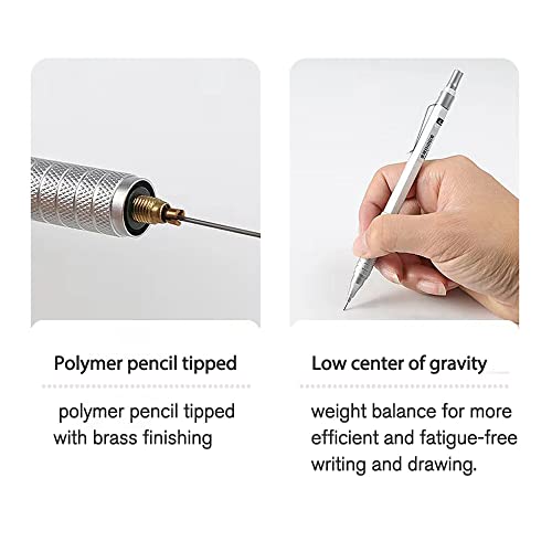 Mechanical Pencil Set - 2Pcs 0.7Mm Mechanical Pencils Black Barrel-1, Metallic Grey-1 With 12Pcs Hb Lead Refills Perfect For The Classroom School Or Office Supplies(Millimeters, 0.7Mm) #TOP1