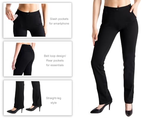 Image of Yogipace,Belt Loops,Women's Petite /Regular /Tall Straight Leg Yoga Dress Pants