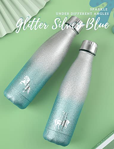 Onebttl Horse Gifts For Girls, Women, Insulated Stainless Steel Water Bottle, Equestrian Gifts For Horse Lovers, Cowgirls, For Birthday,Christmas, Back To School, Silver-Blue Gradient Glitter #TOP2
