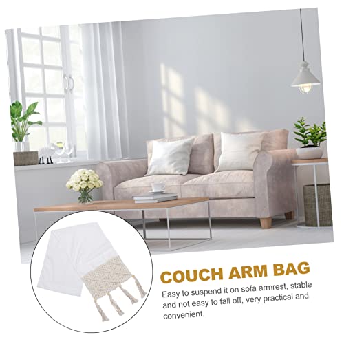 Bolsa De Reposabrazos De Sofá Revistero Boho Carrito De Noche Bohemio Soporte Para Control Remoto De Sofá Macramé Silla Brazo Silla Boho Bolso Lateral Colgante Algodón - imagen 8