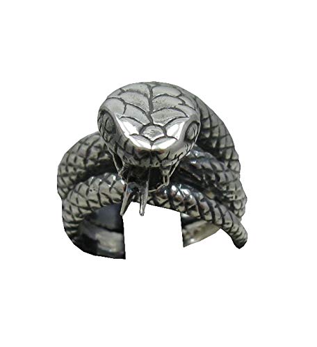 Bague serpent argent massif 925 femme homme grand anneau R001165