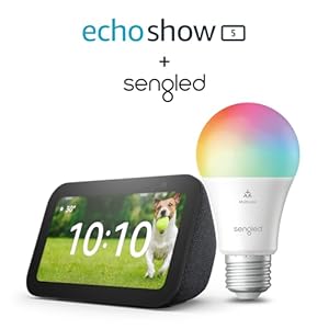 Echo Show 5 (3.ª generación) | Antracita + Sengled Bombilla LED inteligente (E27), compatible con Alexa – Kit de inicio de Hogar digital