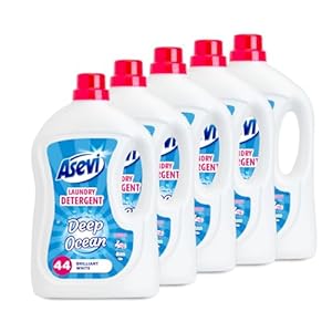 Asevi Laundry Detergent, Washing Liquid Detergent, Laundry Cleanser, 44 Washes, Deep Ocean, Multipack of 5 X 2376ML