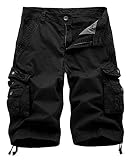 IDEALSANXUN Cargo Shorts for Men Casual Cotton Black Short Shorts, Black, 36