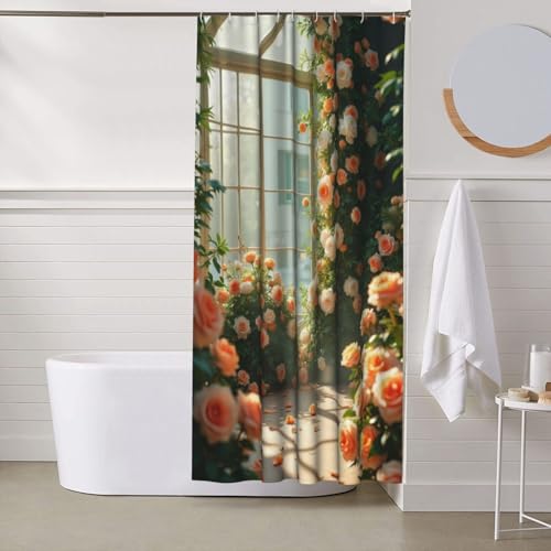 Rideau de douche résistant lavable en machine tissu épais rose