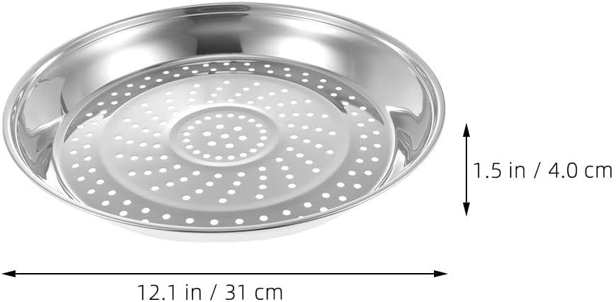 KALLORY Stainless Steel Steamer Basket Insert 12.20 inch Pot Steamer Tray with Fine Holes Steaming Rack for Vegetables Fish Eggs Dumplings Seafood Kitchen Use