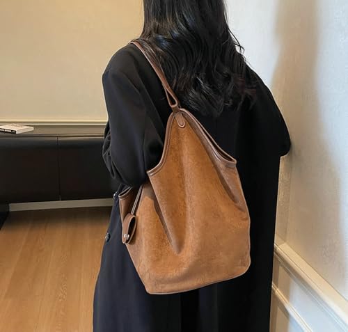 Trendy Suede Slouchy Tote for Women Casual Underarm Bags Crescent Bag Suede Handbag Shoulder Hobo Bags Work Purses 20252