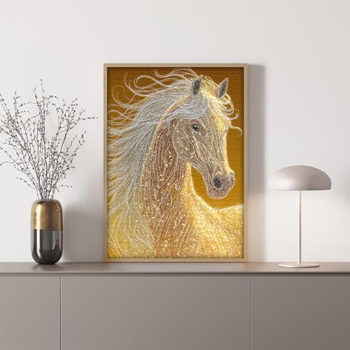Rompecabezas de Caballos 1000 Piezas, Puzzle de Arte Animal Dorado de Fantasía, Desafío Difícil Imposible miniatura 3