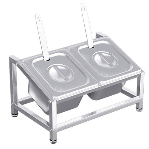 Juego De Especieros, Comercial Bastidores De Condimentos Para Cocina Bufés, Acero Inoxidable Inclinado Organizador Estante, Encimera Contenedor De Condimentos Para Salsa Ensalada Atasco(33.5x21x18cm)
