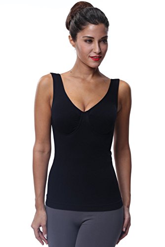 Franato Women's Seamless Underwire Tank Top Body Shaper Camisole Black 2XL