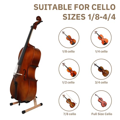 Cello Stand,Folding Cello Support Stand,A-Frame Wooden Cello Stand for 1/8-4/4 Cellos,Musical Instrument Stand for Electric Guitar,Bass Guitar Stand