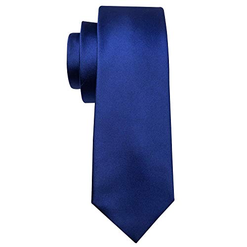 Image of Barry.Wang Plain Men Silk Ties Extra Long Satin Necktie for Wedding Business Handkerchief Cufflinks Set Solid Colors