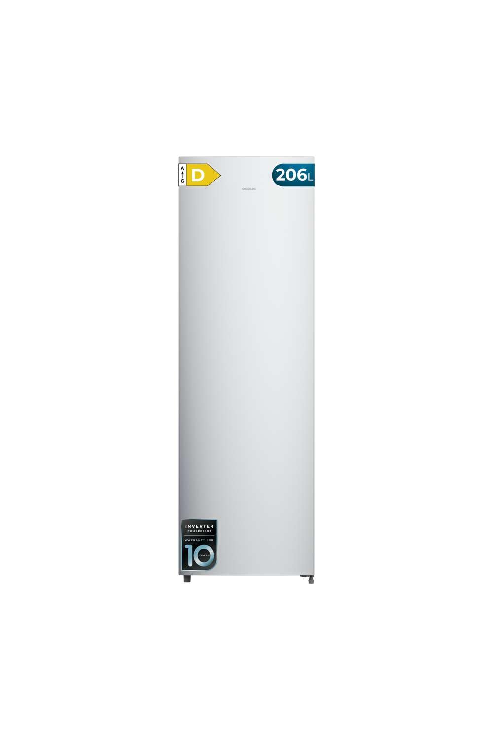 Cecotec Congelador Vertical Dual 206L Bolero CoolMarket UF 206 Dual Inox D | Convertible Congelador-Frigorífico, No Frost, Cajones XL, Puerta Reversible, Luz LED, Alarma, Sistema Frío Uniforme, Blanco