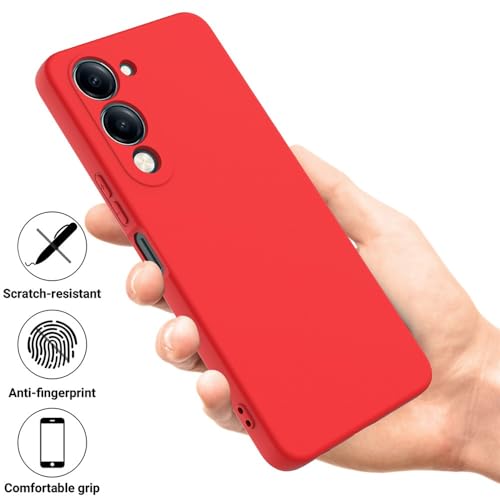 Image of Back Cover for Vivo Y04 4G | Full Camera Protection | Premium Liquid Silicon Case | Flexible Bumper Case for Vivo Y04 4G / Y19e 4G / Y19 5G / Y29s 5G / T4 Lite 5G / iQOO Z10 Lite 5G (Red)