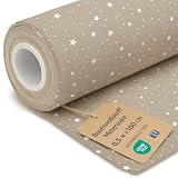 Tela por metros piqué waffle 0,5M x 160 cm - Telas para costura patchwork decoracion y manualidades Ideal para ropa hogar disfraces y proyectos de costura Oeko-Tex Beige con estrellas blancas
