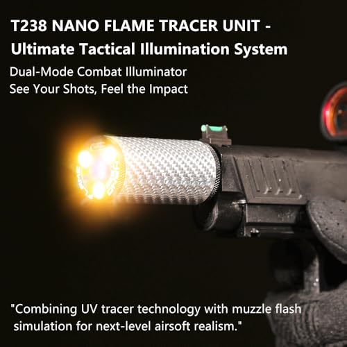 T238 Airsoft Nano Flame Tracer Unit Für Pistolen und Gewehre – 14mm CCW Gewinde & Type-C Ladeanschluss (inkl. 11mm CW Adapter)